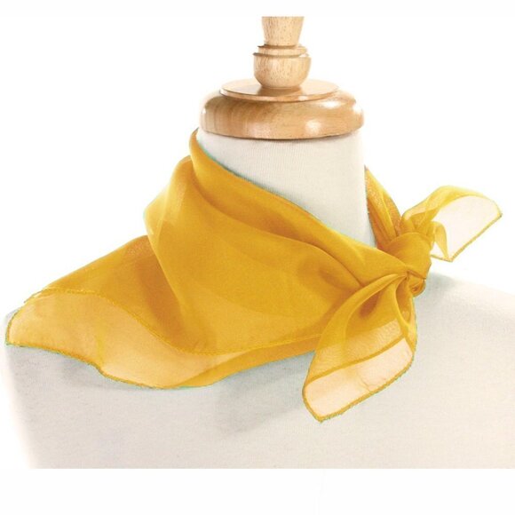 Yellow Sheer Chiffon Scarf 50s Style for Head Neck Costume 21" Square - Hey Viv - Picture 4 of 8